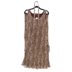 100% Silk Donna Morgan Skirt Set Size 14 Brown Vintage